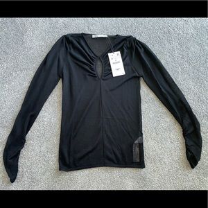 NWT Zara Black Sheer Shirt, M